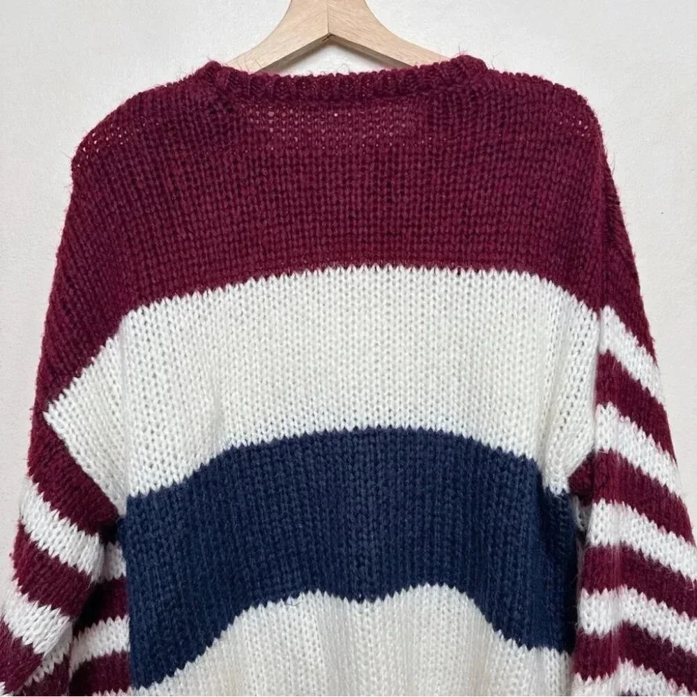 Lovestitch Womens Medium Striped Colorblock Crew Neck Sweater - Picture 14 of 16